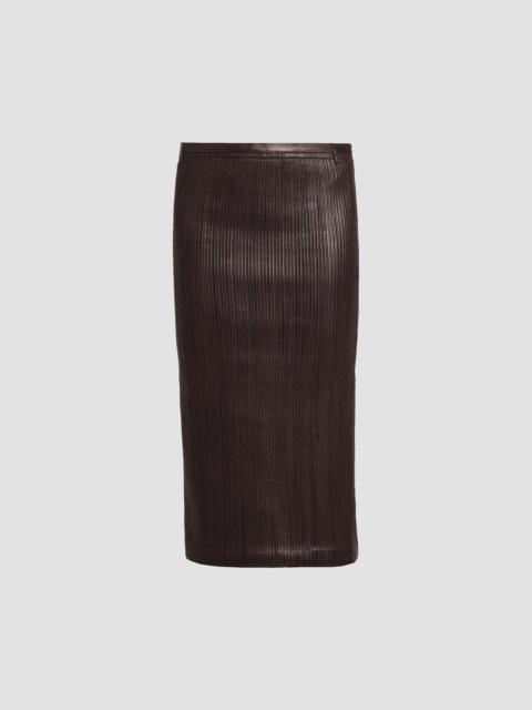 TOM FORD Women's Leather Pencil Midi Skirt - Combo Wenge Brown Black