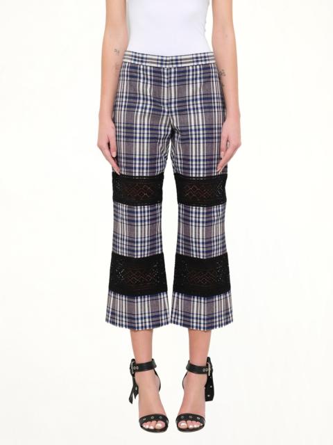 Alexander McQueen Macramé Kicks Pants in White/Blue Check