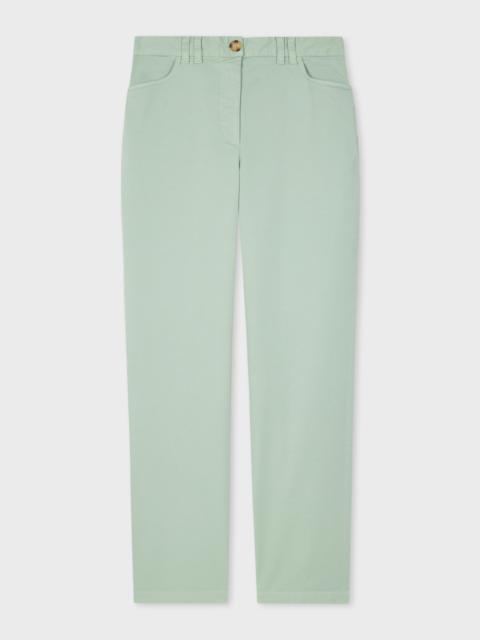 Women's Mint Green Stretch-Cotton Slim-Fit Chinos