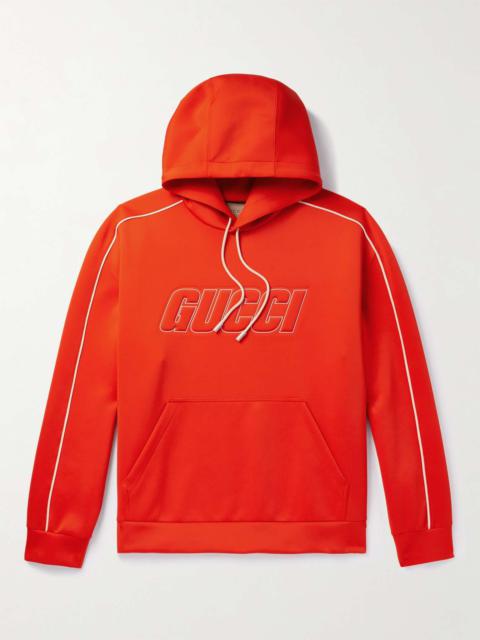 GUCCI Logo-Embossed Striped Satin Drawstring Hoodie