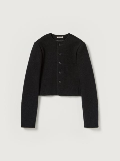 AURALEE HEAVILY FULLED WOOL COTTON COLLARLESS JACKET