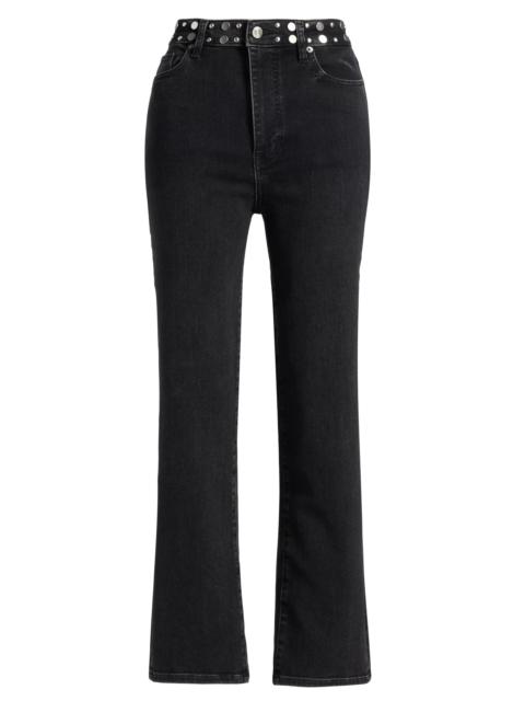 FRAME Women's Le Sleek Studded Stretch Straight-Leg Jeans - Meteor