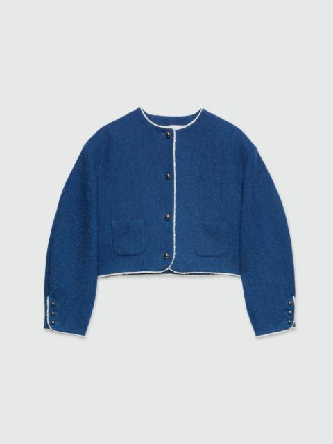 MSGM Blue boucle denim tweed jacket