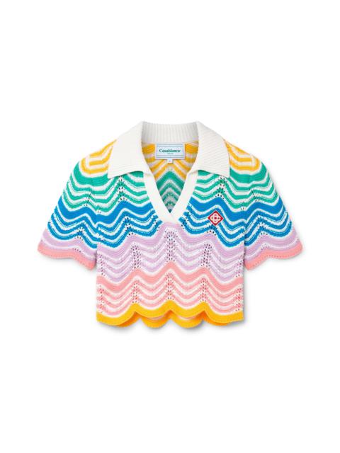 CASABLANCA Gradient Wave Crochet Top