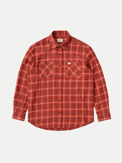 Nudie Jeans Filip Flannel Lumber Check Poppy Red