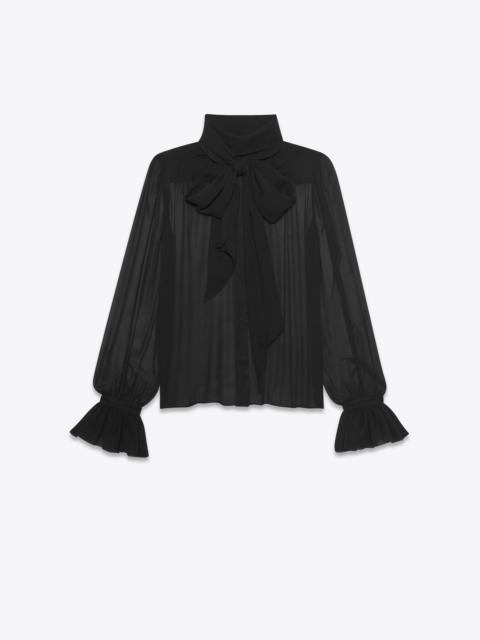 SAINT LAURENT lavallière-neck blouse in silk crepe muslin