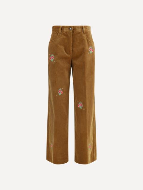 forte_forte Velvet Pants with embroidered bouquets