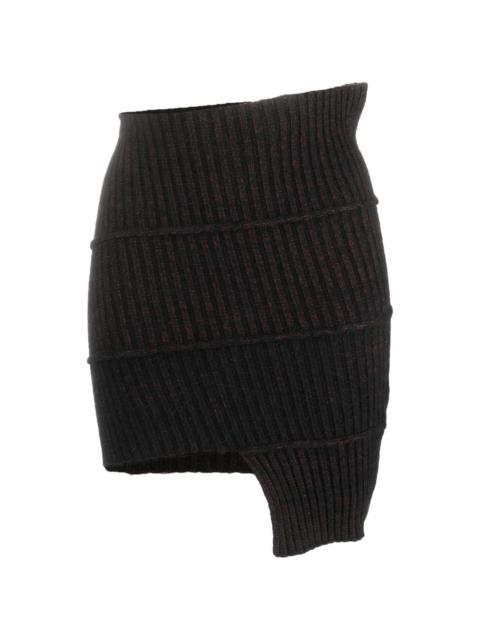 asymmetric knitted cotton-blend skirt
