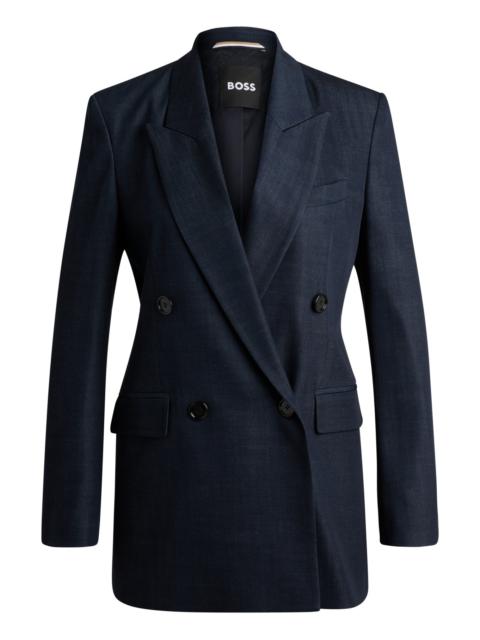 BOSS REGULAR-FIT LONG-LENGTH JACKET IN DENIM-EFFECT TWILL