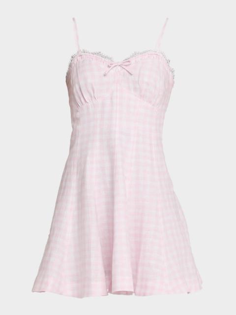 LoveShackFancy Shai Linen Gingham Mini Dress