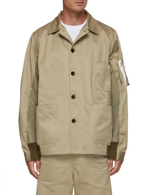 sacai CONTRASTING INSERT BUTTON UP JACKET