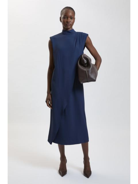 KAREN MILLEN High Neck Tie Detail Asymmetric Midi Dress