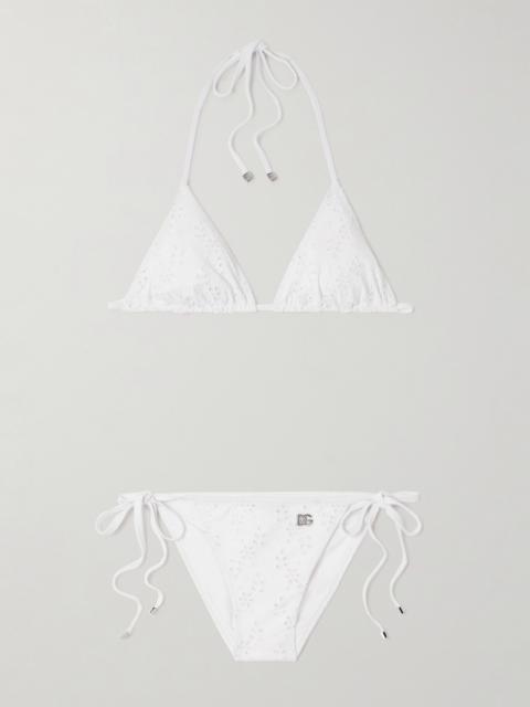 Dolce & Gabbana Broderie Anglaise Halterneck Triangle Bikini