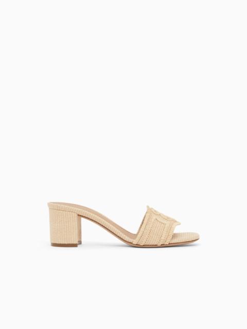 EMPORIO ARMANI WOVEN RAFFIA HEELED SANDALS