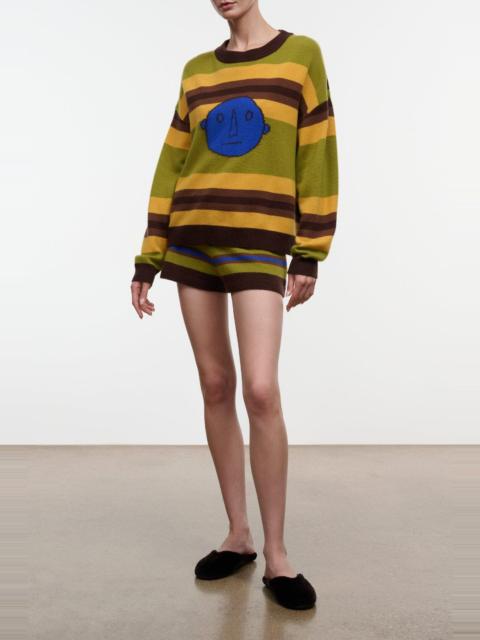 STAUD STAUD FRAN CASHMERE SHORT NIGHTOWL STRIPE
