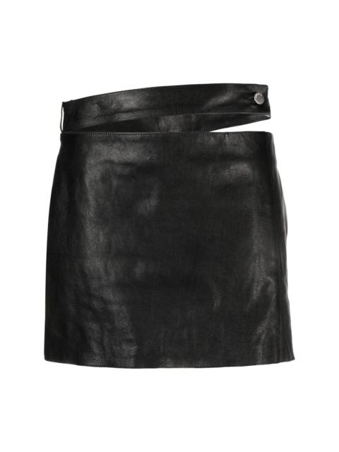 low-rise leather miniskirt