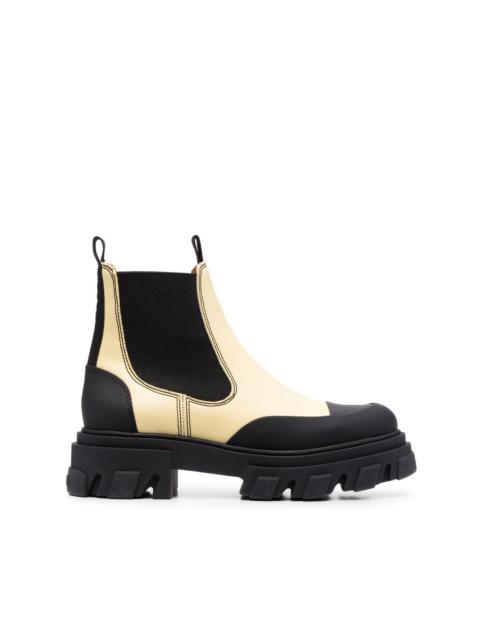 GANNI two-tone leather ankle boots