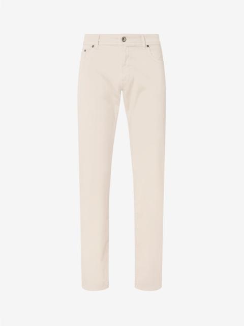 CORNELIANI Beige garment-dyed stretch cotton jeans
