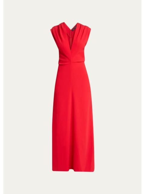 Proenza Schouler Geraldine Plunging Gathered-Shoulder Sleeveless Maxi Dress