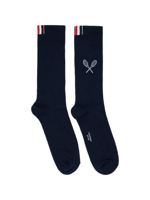 Thom Browne Navy Tennis Racquet Athletic Socks