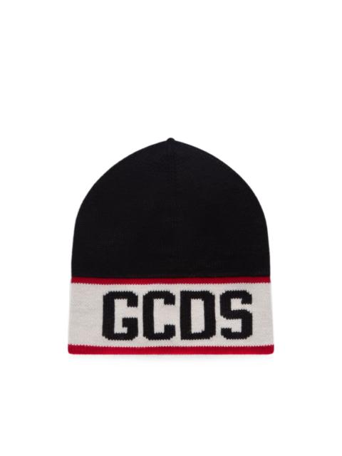 GCDS logo-intarsia beanie hat