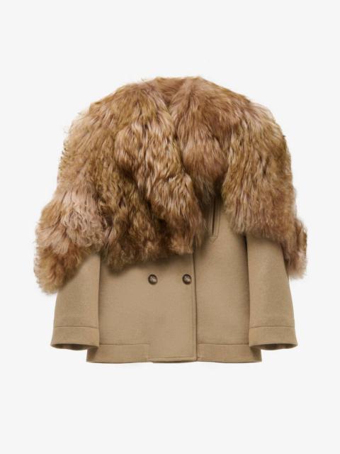 Alexander McQueen Shearling Stole Wool Peacoat