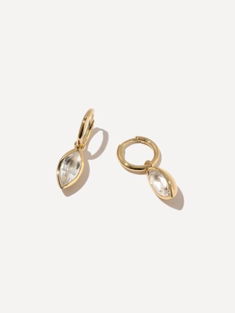 Otiumberg 14ct Gold-Plated Vermeil Silver Marquise Quartz Hoop Drop Earrings