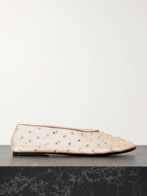 KHAITE Marcy crystal-embellished mesh ballet flats