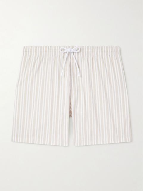 Loro Piana Daneu Straight-Leg Mid-Length Striped Swim Shorts Mushroom