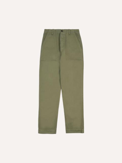 Drake's Light Olive Cotton Fatigue Trouser