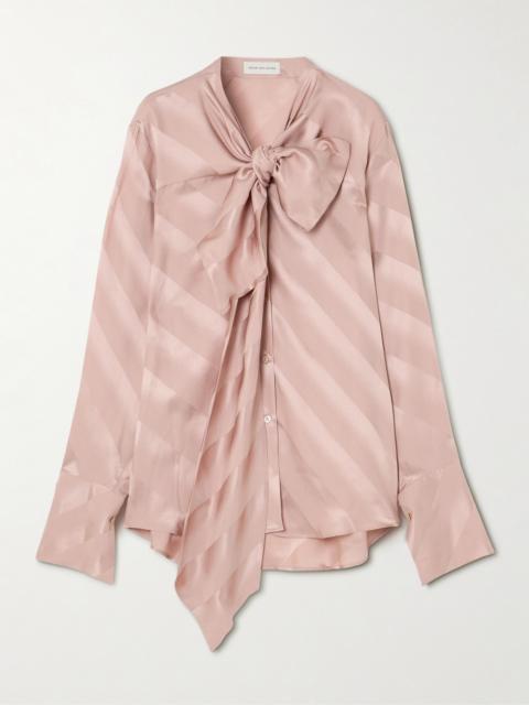 Dries Van Noten Striped Silk-satin Pussy-blow Blouse