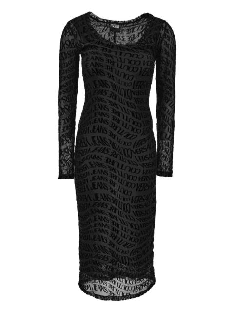 VERSACE JEANS COUTURE logo-print long-sleeve midi dress