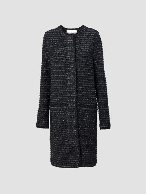 CAROLINA HERRERA Women's Chalet Tweed Long Coat - Black