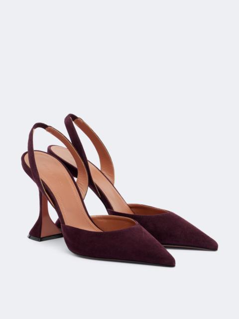 Amina Muaddi Holli suede slingback pumps