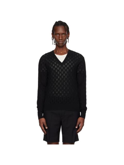 Dries Van Noten Black Open-Knit Sweater
