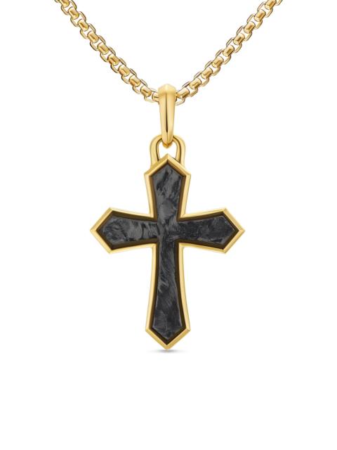 DAVID YURMAN Men's Cross Amulet in 18K Yellow Gold with Forged Carbon, 28MM - Forged Carbon