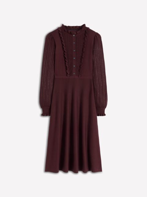 BODEN Winifred Frilled Knitted Dress-Coffee Bean