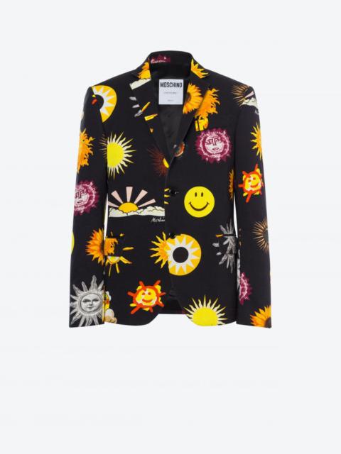 Moschino STRETCH GABARDINE ALLOVER SUN SMILEY® PRINT JACKET