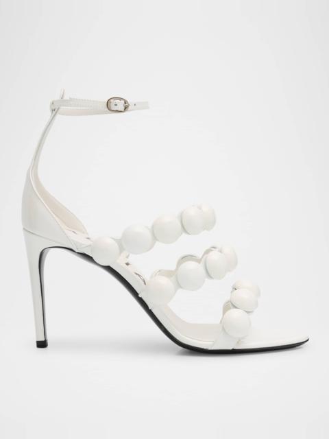 Patent Bubble Ankle-Strap Sandals