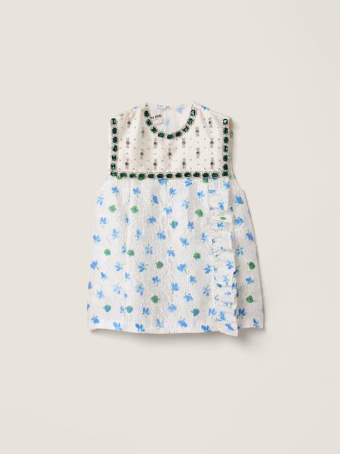 Miu Miu Cloqué mini-dress with crystals