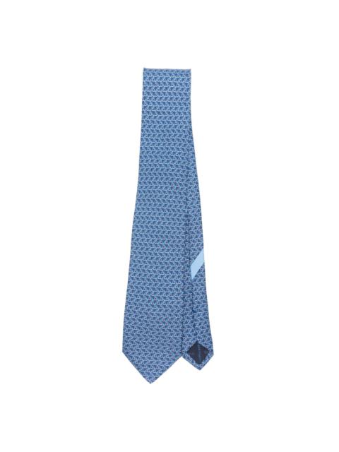 Gancini-print silk tie