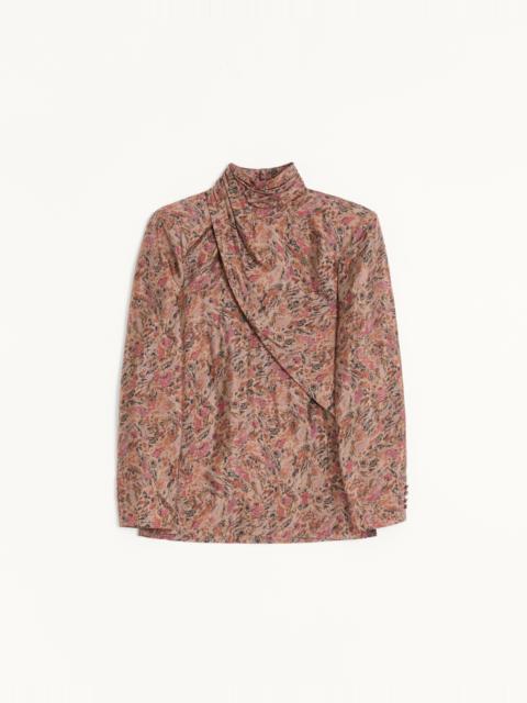 Valentino VALENTINO VISCOSE AND SILK SHIRT WITH DRAPED SCARF NECKLINE AND ALL-OVER URBS PRINT