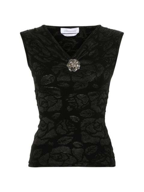 floral-jacquard knitted top