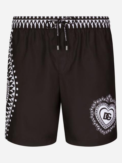 Dolce & Gabbana Mid-length swim trunks with bandanna print