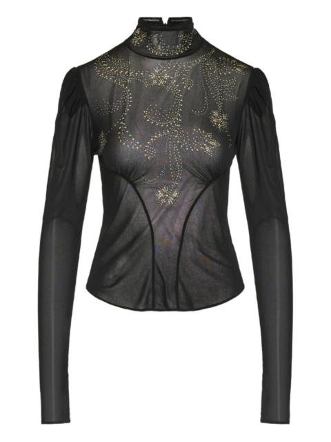 rabanne beaded long-sleeved top