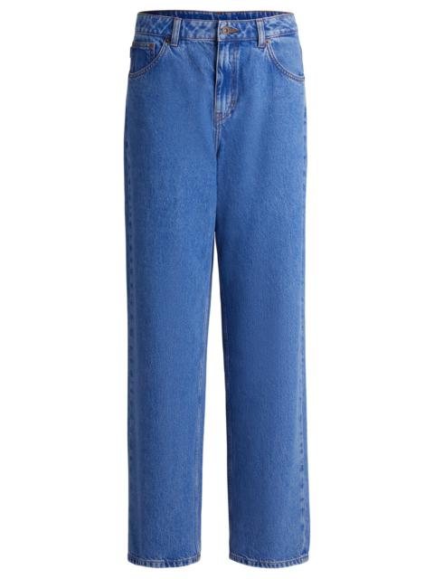 HUGO RELAXED-FIT JEANS IN BLUE STONEWASHED DENIM
