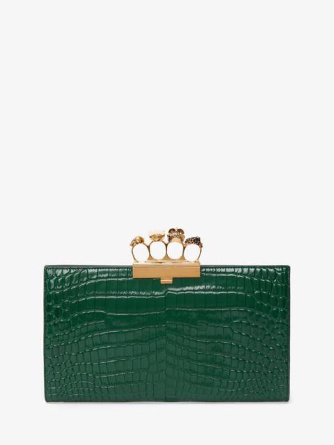 Alexander McQueen Women's Jewelled Flat Pouch in Emerald