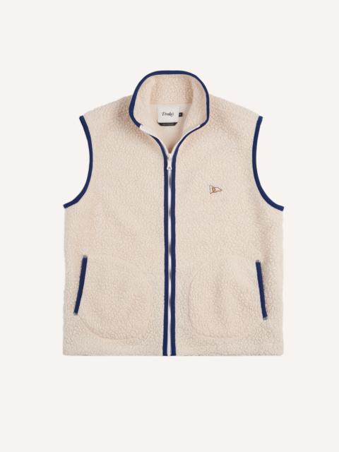 Drake's Ecru Boucle Wool Zip Fleece Vest