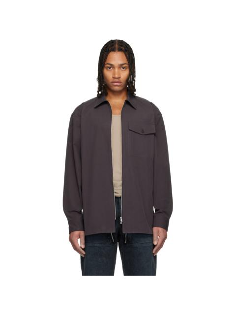 Dries Van Noten Brown Cotton Zipped Shirt