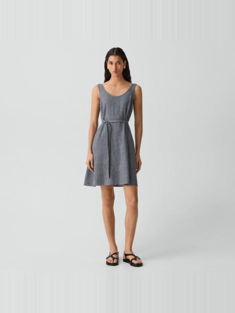 Theory Fit-and-Flare Tank Dress in Fluid Linen
